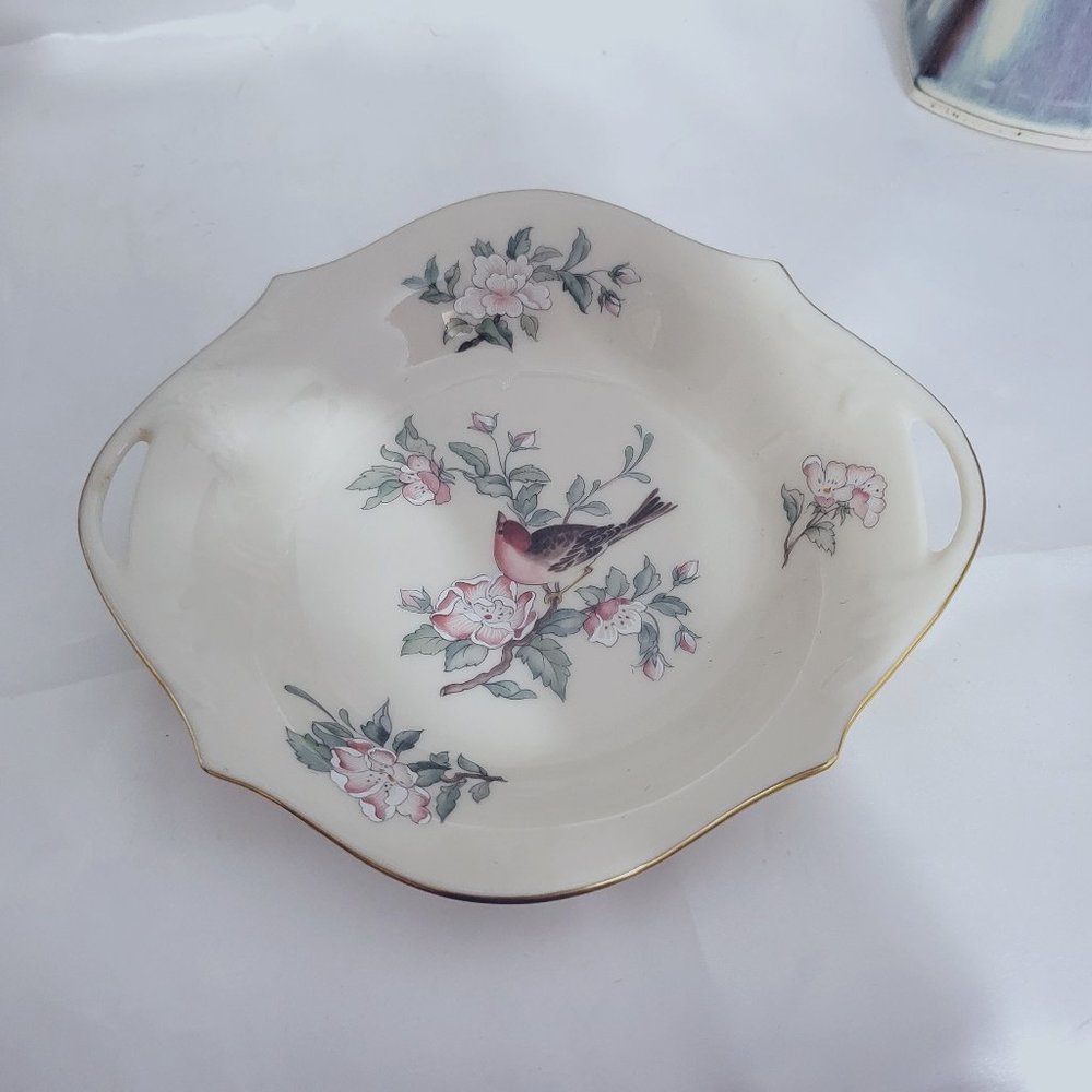 LENOX -SERENADE- Birds Floral Oval  Candy Dish Excellent Condition